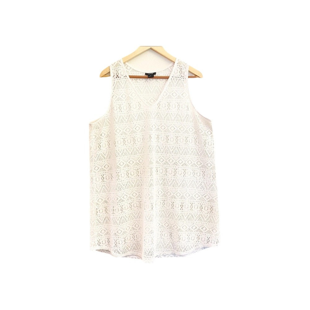 Apt 9 Swim Cover Up Size XL White Lace‎ V Neck Sleeveless Beach